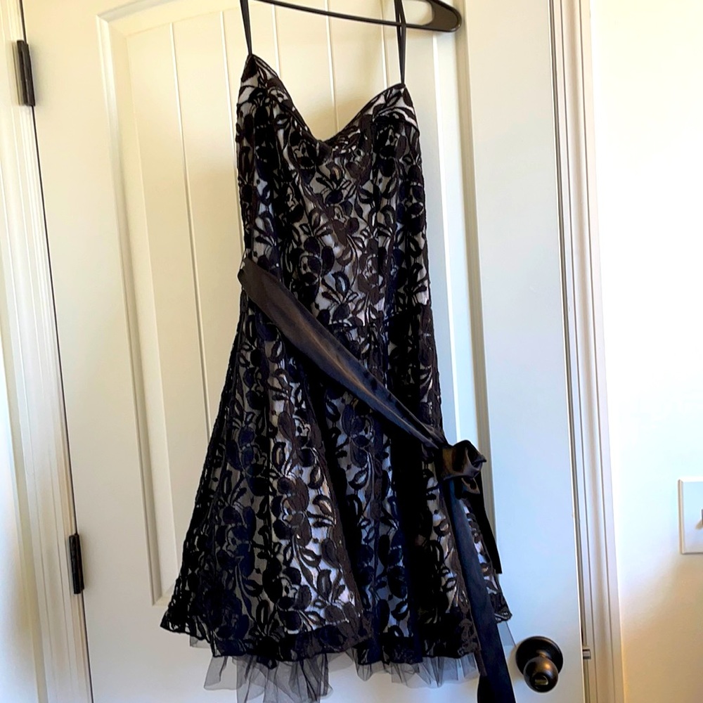 Strapless dress.